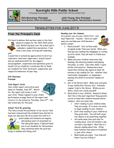 Kortright Hills Public School Newsletter for June,2013 From the Principal’s Desk