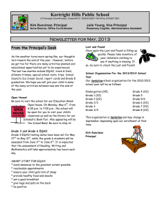 Kortright Hills Public School Newsletter for May, 2013 From the Principal’s Desk