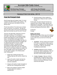 Kortright Hills Public School Newsletter for April, 2013 From the Principal’s Desk