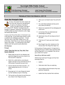 Kortright Hills Public School Newsletter for March, 2013 From the Principal’s Desk