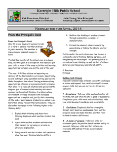 Kortright Hills Public School Newsletter for April, 2014 From the Principal’s Desk