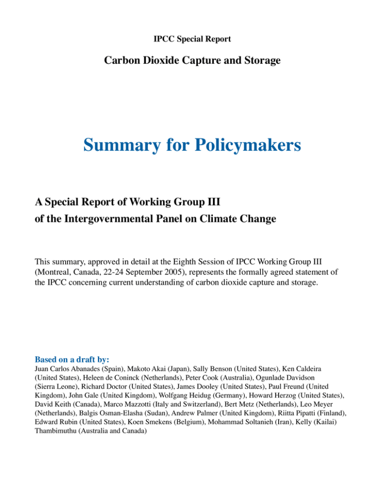 Summary For Policymakers