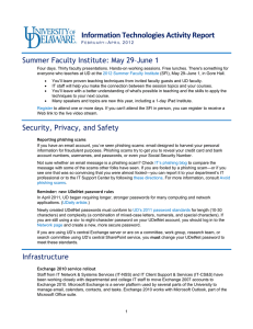 Information Technologies Activity Report  Summer Faculty Institute: May 29–June 1