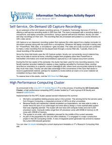 Information Technologies Activity Report  Self-Service, On-Demand UD Capture Recordings