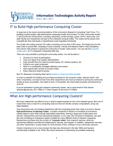 Information Technologies Activity Report  IT to Build High-performance Computing Cluster