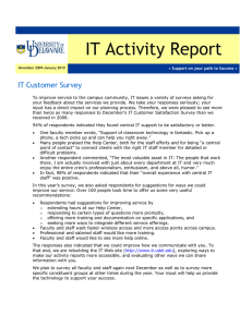 IT Activity Report  IT Customer Survey