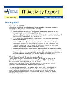 IT Activity Report  News Highlights IT Goals for FY 2009–2010