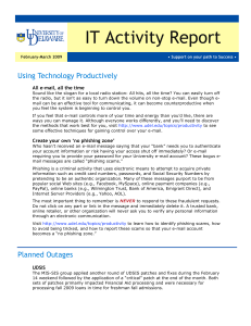 IT Activity Report  Using Technology Productively All e-mail, all the time