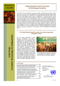 Enhancing the Creative Economy in Developing Countries Newsletter No. 1 January 2006
