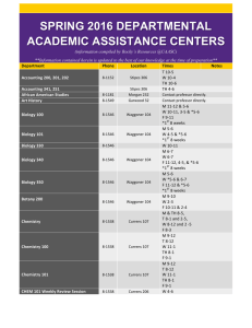 SPRING 2016 DEPARTMENTAL ACADEMIC ASSISTANCE CENTERS