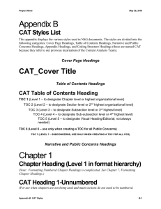 Appendix B  CAT Styles List