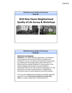 2010 New Haven Neighborhood  Quality of Life Survey &amp; Workshops Quality of Life Survey &amp; Workshops