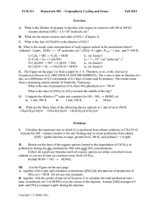 FCH 511 Homework #05  - Tropospheric Cycling and Ozone  Fall 2015