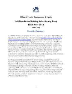 Full-Time Drexel Faculty Salary Equity Study Fiscal Year 2014 O F