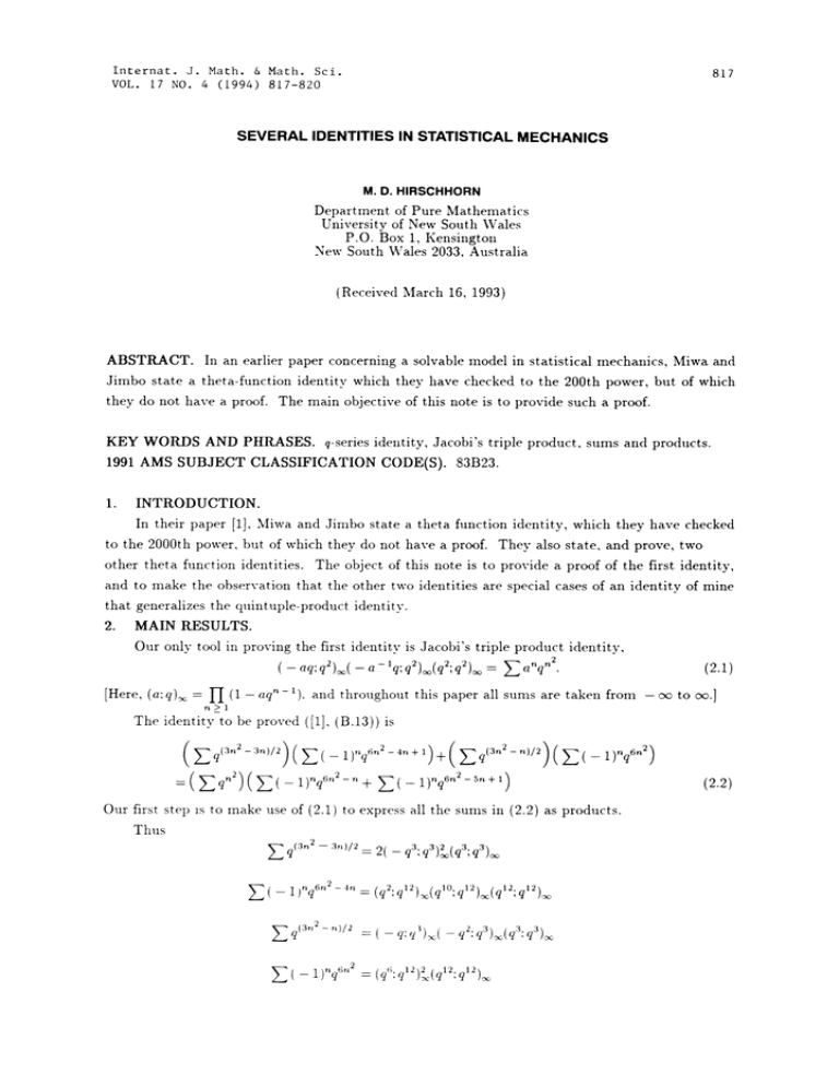 statistical mechanics assignment
