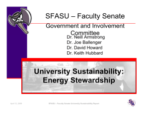 University Sustainability: Energy Stewardship SFASU – Faculty Senate Energy Conservation