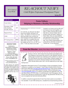 REACHOUT NEWS Child Welfare Professional Development Project Foster Fathers: