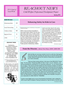 REACHOUT NEWS Child Welfare Professional Development Project Inside this issue: