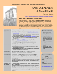 CABI: CAB Abstracts &amp; Global Health Thomson Reuters