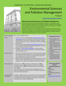 Environmental Sciences and Pollution Management ProQuest About Environmental Sciences and Pollution Management: