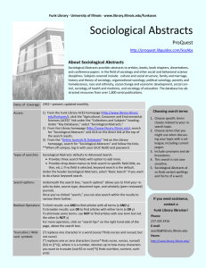 Sociological Abstracts ProQuest About Sociological Abstracts