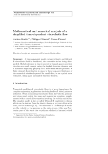 Mathematical and numerical analysis of a simplified time-dependent viscoelastic flow