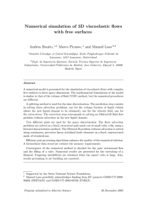 Numerical simulation of 3D viscoelastic flows with free surfaces Andrea Bonito, Marco Picasso,