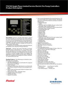FTA740 Single Phase Limited Service Electric Fire Pump Controllers Product Description