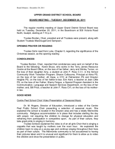 UPPER GRAND DISTRICT SCHOOL BOARD  – TUESDAY, DECEMBER 20, 2011 BOARD MEETING