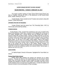 UPPER GRAND DISTRICT SCHOOL BOARD  – TUESDAY, FEBRUARY 28, 2012 BOARD MEETING