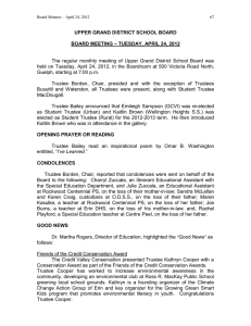 UPPER GRAND DISTRICT SCHOOL BOARD  – TUESDAY, APRIL 24, 2012 BOARD MEETING