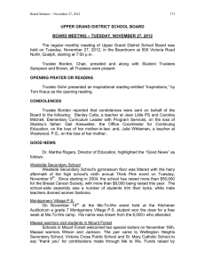 UPPER GRAND DISTRICT SCHOOL BOARD  – TUESDAY, NOVEMBER 27, 2012 BOARD MEETING