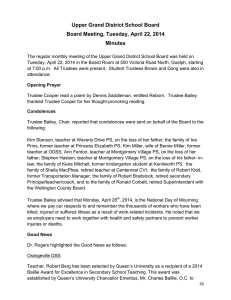 Upper Grand District School Board Board Meeting, Tuesday, April 22, 2014 Minutes