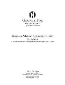 Genesis Advisor Reference Guide 2013-2014 First Edition