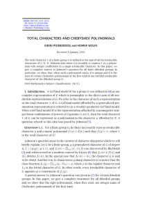 TOTAL CHARACTERS AND CHEBYSHEV POLYNOMIALS EIRINI POIMENIDOU and HOMER WOLFE