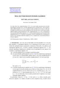 REAL GEL’FAND-MAZUR DIVISION ALGEBRAS MATI ABEL and OLGA PANOVA