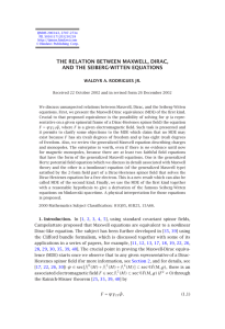THE RELATION BETWEEN MAXWELL, DIRAC, AND THE SEIBERG-WITTEN EQUATIONS