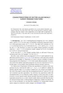 CHARACTERIZATIONS OF VECTOR-VALUED WEAKLY ALMOST PERIODIC FUNCTIONS CHUANYI ZHANG
