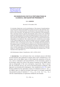 ON MARKOVIAN COCYCLE PERTURBATIONS IN CLASSICAL AND QUANTUM PROBABILITY G. G. AMOSOV