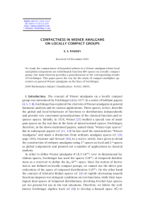 COMPACTNESS IN WIENER AMALGAMS ON LOCALLY COMPACT GROUPS S. S. PANDEY