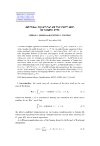 INTEGRAL EQUATIONS OF THE FIRST KIND OF SONINE TYPE