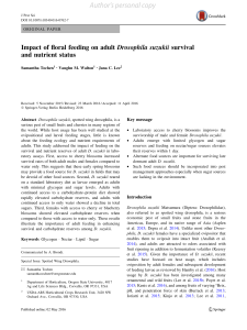 Impact of floral feeding on adult Drosophila suzukii survival
