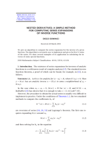 NESTED DERIVATIVES: A SIMPLE METHOD FOR COMPUTING SERIES EXPANSIONS OF INVERSE FUNCTIONS