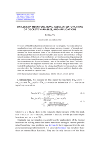 ON CERTAIN HEUN FUNCTIONS, ASSOCIATED FUNCTIONS OF DISCRETE VARIABLES, AND APPLICATIONS