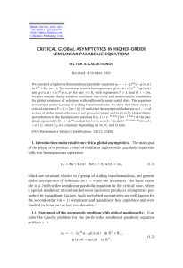 CRITICAL GLOBAL ASYMPTOTICS IN HIGHER-ORDER SEMILINEAR PARABOLIC EQUATIONS VICTOR A. GALAKTIONOV