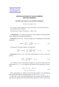 GENERALIZATIONS OF EULER NUMBERS AND POLYNOMIALS