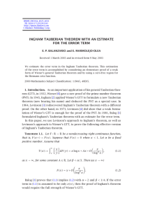 INGHAM TAUBERIAN THEOREM WITH AN ESTIMATE FOR THE ERROR TERM
