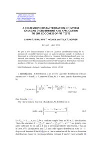 A REGRESSION CHARACTERIZATION OF INVERSE GAUSSIAN DISTRIBUTIONS AND APPLICATION