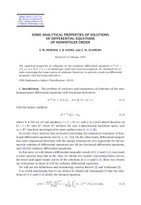 SOME ANALYTICAL PROPERTIES OF SOLUTIONS OF DIFFERENTIAL EQUATIONS OF NONINTEGER ORDER
