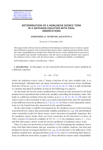 DETERMINATION OF A NONLINEAR SOURCE TERM OBSERVATIONS